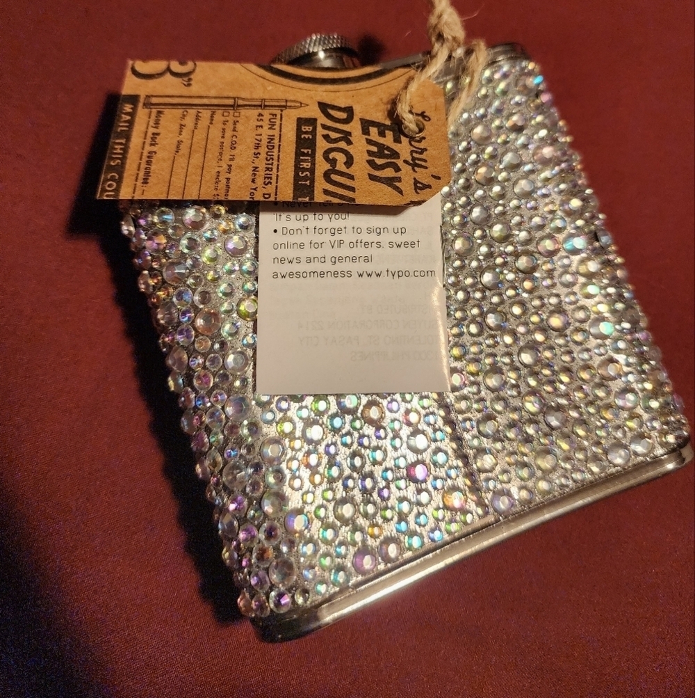 Typo Stainless Steel 6oz Bling Novelty Flask - Picture 2 of 5